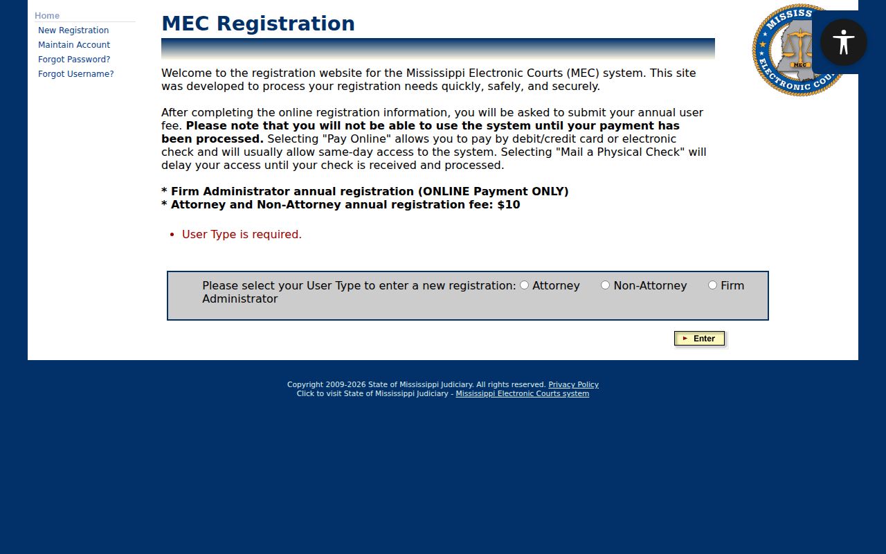 Sharkey County case lookup PAMEC registration source