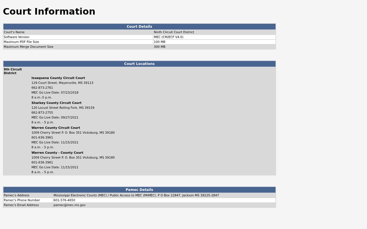 Sharkey County court calendar CourtInfo source