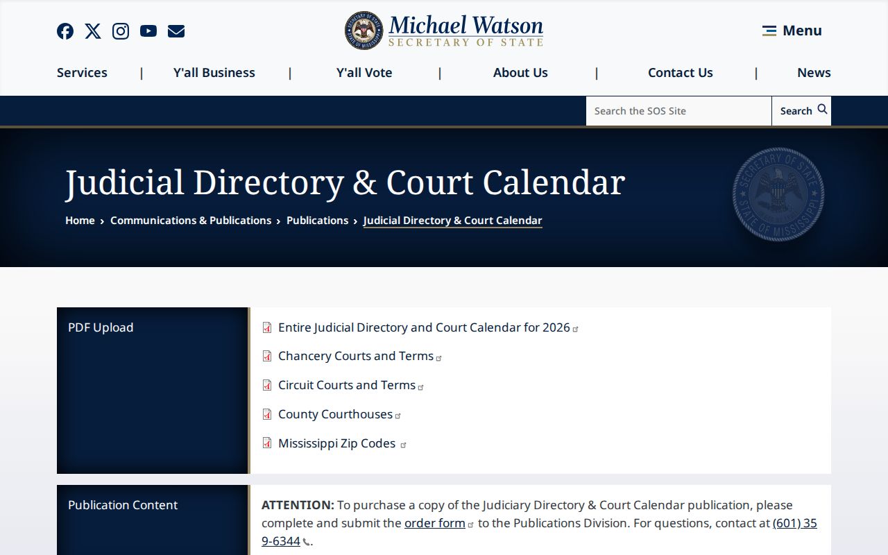 Sharkey County court docket official Mississippi Secretary of State directory